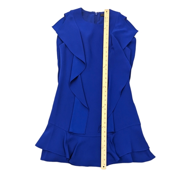 BCBG Maxazria Ruffle Cocktail Party Mini Dress Womens Small Blue Sleeveless - Picture 13 of 13